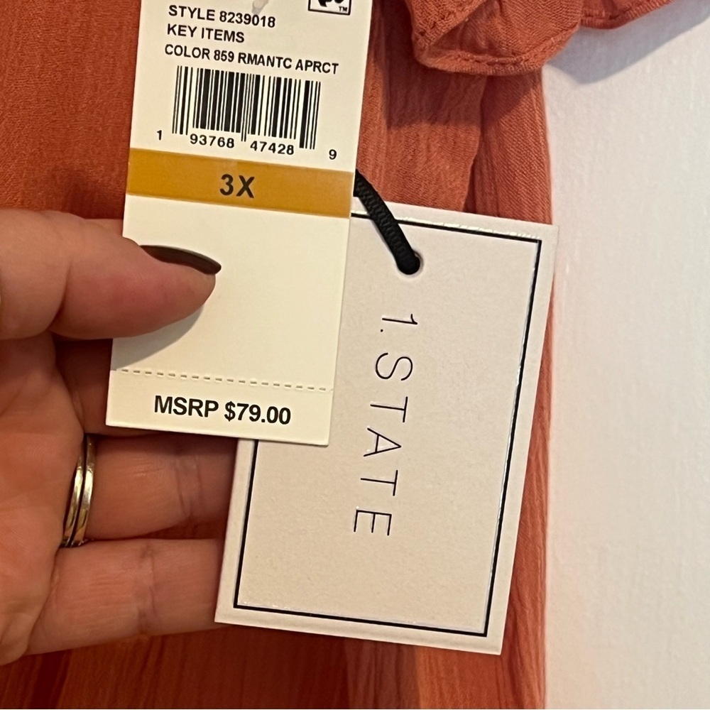 1. STATE CORAL RUFFLE BLOUSE SIZE 3X - Picture 4 of 5